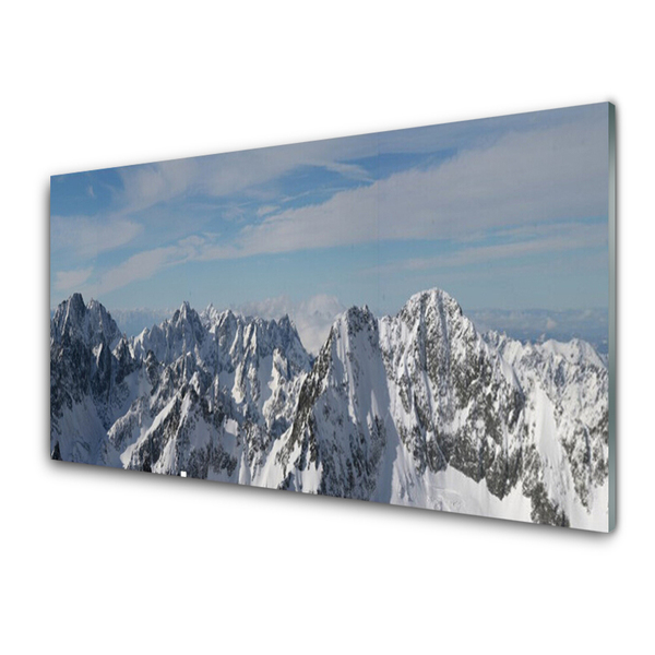 Image sur verre Tableau Montagnes paysage gris blanc