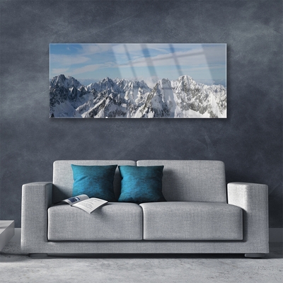 Image sur verre Tableau Montagnes paysage gris blanc