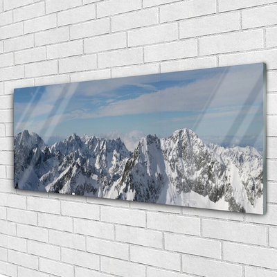 Image sur verre Tableau Montagnes paysage gris blanc