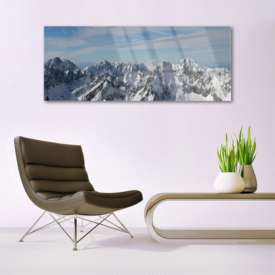 Image sur verre Tableau Montagnes paysage gris blanc