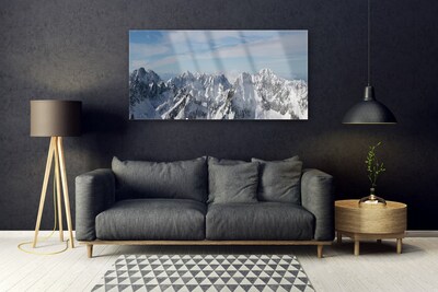 Image sur verre Tableau Montagnes paysage gris blanc