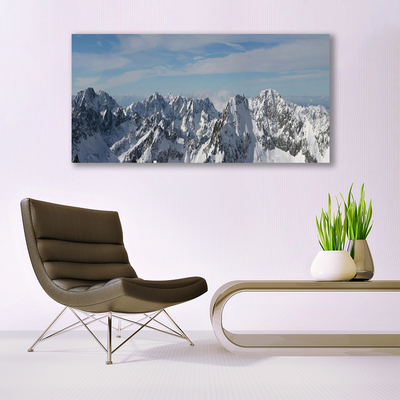 Image sur verre Tableau Montagnes paysage gris blanc