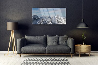 Image sur verre Tableau Montagnes paysage gris blanc