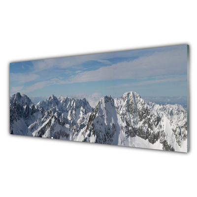 Image sur verre Tableau Montagnes paysage gris blanc