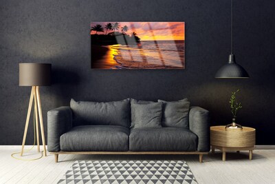 Image sur verre Tableau Mer paysage jaune noir