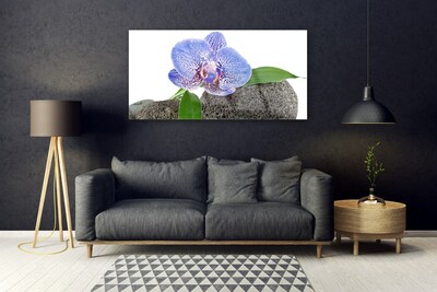 Image sur verre Tableau Fleur floral violet vert