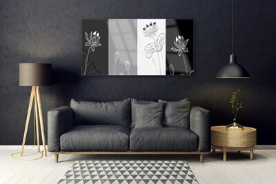 Image sur verre Tableau Abstrait art gris blanc noir