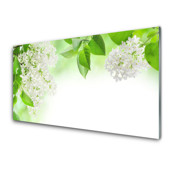 Image sur verre Tableau Fleurs feuilles floral blanc vert