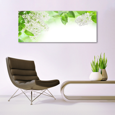 Image sur verre Tableau Fleurs feuilles floral blanc vert