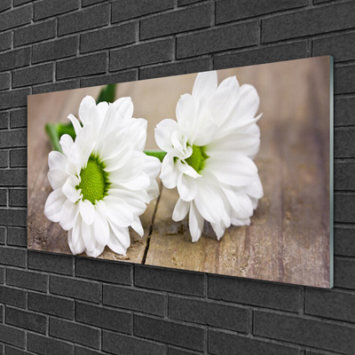 Image sur verre Tableau Fleurs floral blanc vert