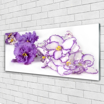 Image sur verre Tableau Fleurs floral violet blanc