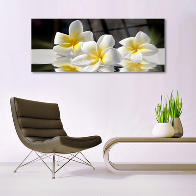 Image sur verre Tableau Fleurs floral blanc jaune