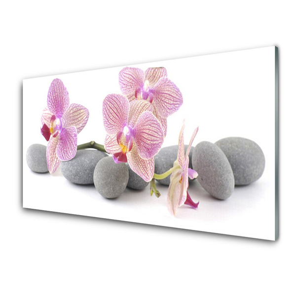 Image sur verre Tableau Arbres pierres floral rose gris