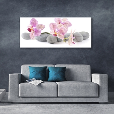 Image sur verre Tableau Arbres pierres floral rose gris