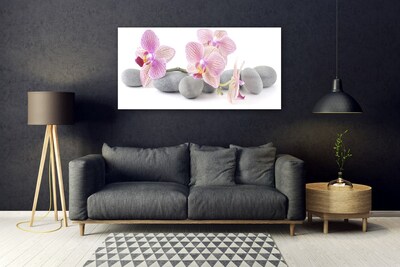 Image sur verre Tableau Arbres pierres floral rose gris