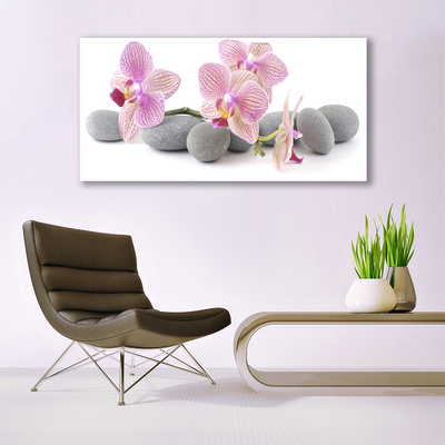 Image sur verre Tableau Arbres pierres floral rose gris