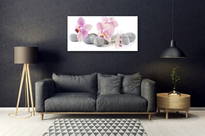 Image sur verre Tableau Arbres pierres floral rose gris