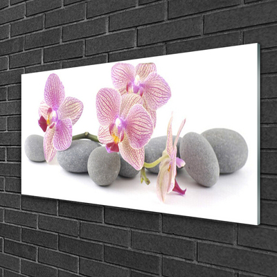 Image sur verre Tableau Arbres pierres floral rose gris