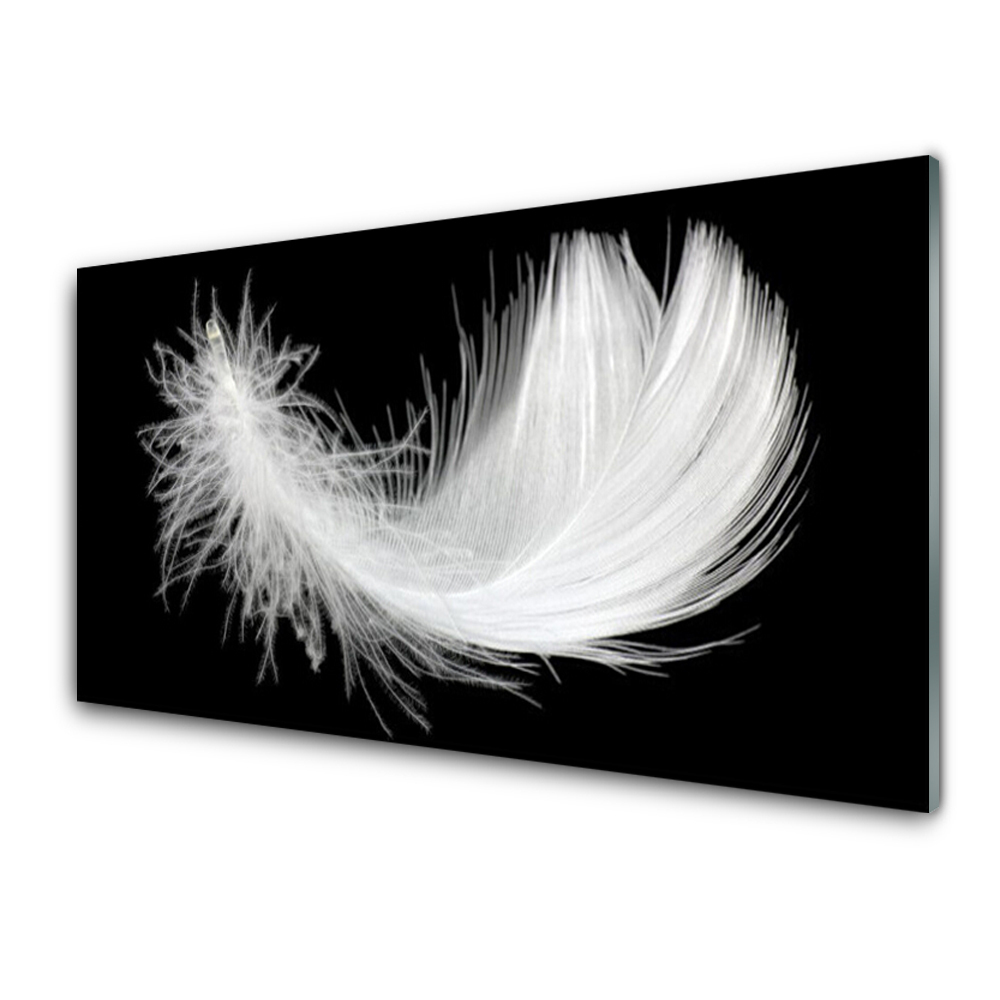 Image sur verre Tableau Plume art blanc