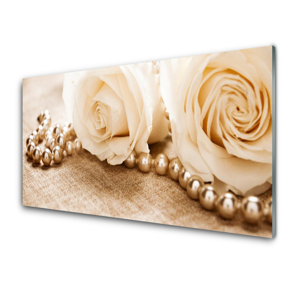 Image sur verre Tableau Roses floral vert
