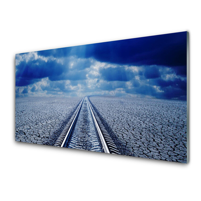 Image sur verre Tableau Rails architecture gris bleu