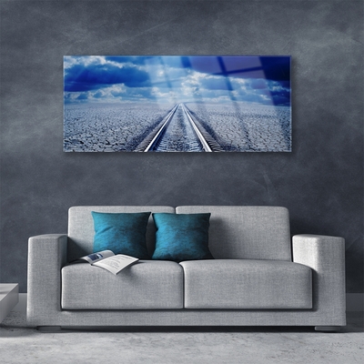 Image sur verre Tableau Rails architecture gris bleu