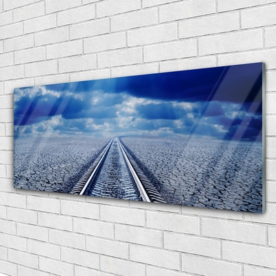 Image sur verre Tableau Rails architecture gris bleu