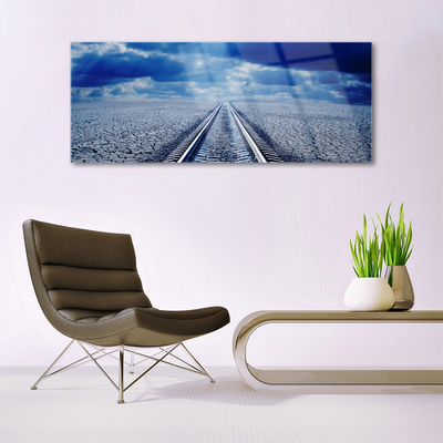 Image sur verre Tableau Rails architecture gris bleu