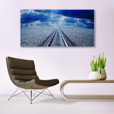 Image sur verre Tableau Rails architecture gris bleu