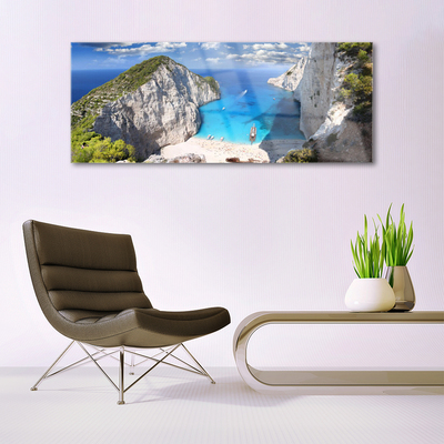 Image sur verre Tableau Golfe paysage gris bleu brun vert