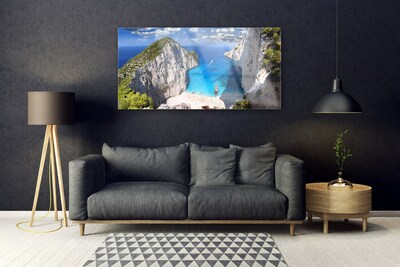 Image sur verre Tableau Golfe paysage gris bleu brun vert