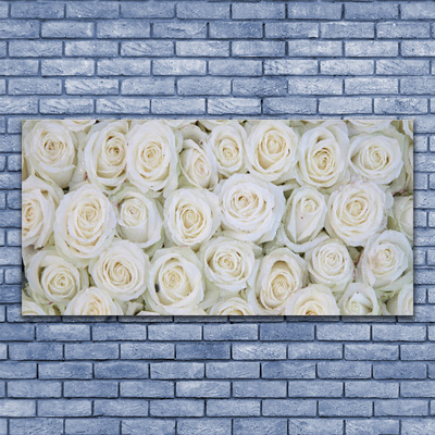 Image sur verre Tableau Roses floral blanc