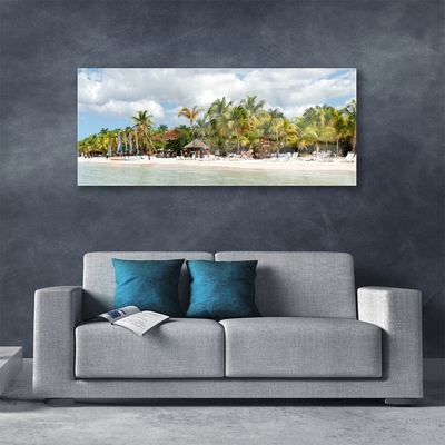 Image sur verre Tableau Palmiers plage paysage brun vert