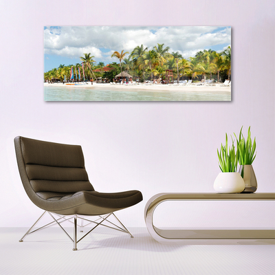 Image sur verre Tableau Palmiers plage paysage brun vert