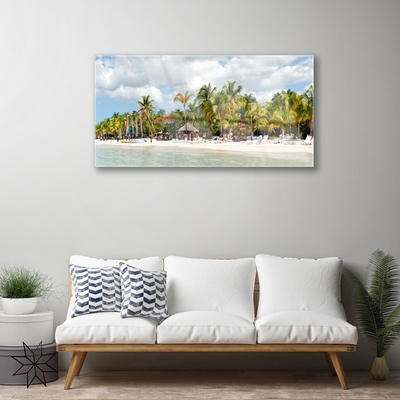 Image sur verre Tableau Palmiers plage paysage brun vert