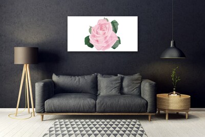 Image sur verre Tableau Rose floral rose vert