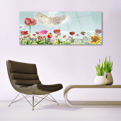 Image sur verre Tableau Fleurs nature multicolore