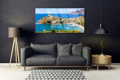 Image sur verre Tableau Baie paysage bleu vert