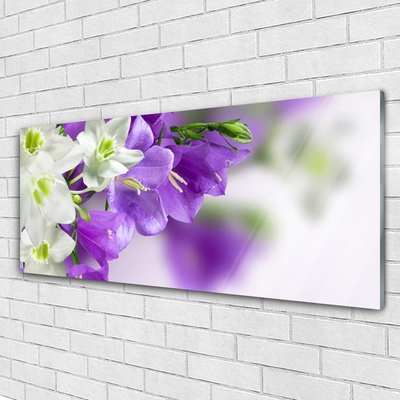 Image sur verre Tableau Fleurs floral violet blanc