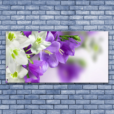 Image sur verre Tableau Fleurs floral violet blanc