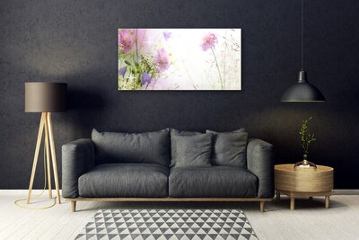 Image sur verre Tableau Fleurs floral rose vert
