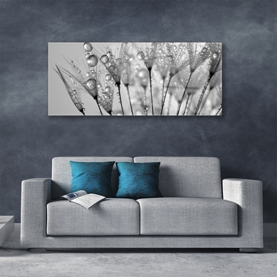 Image sur verre Tableau Pissenlit floral gris