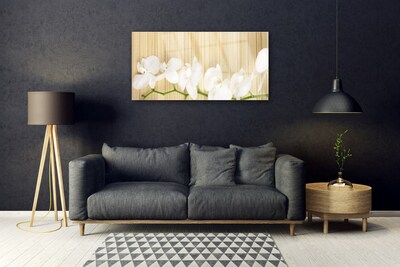 Image sur verre Tableau Fleurs floral blanc