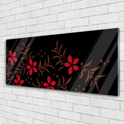 Image sur verre Tableau Fleurs art rouge jaune