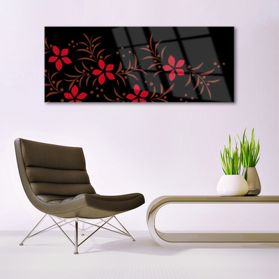 Image sur verre Tableau Fleurs art rouge jaune