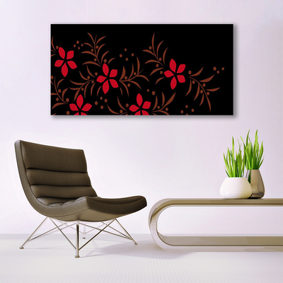 Image sur verre Tableau Fleurs art rouge jaune