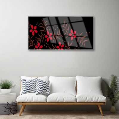 Image sur verre Tableau Fleurs art rouge jaune