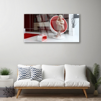 Image sur verre Tableau Femme paix personnes rouge blanc beige gris