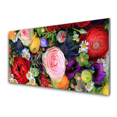 Image sur verre Tableau Fleurs floral multicolore