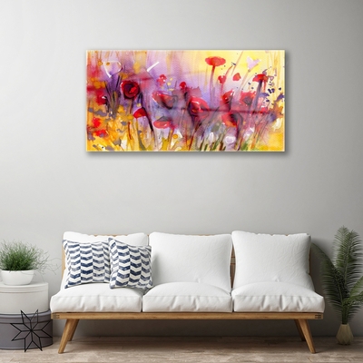 Image sur verre Tableau Fleurs art multicolore